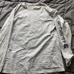 Carhartt Long Sleeve Logo Sleeve Graphic T shirt- Size L - Gray